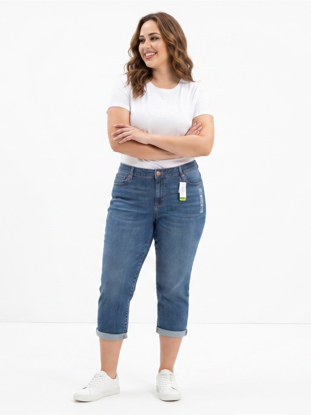 Lane Bryant Women’s Plus 26 Petite Denim Blue Distressed Cuffed Jeans $79.95